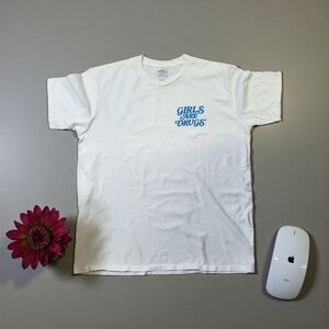 GIRLS ARE DRUGS TEE - WHITE / CAROLINA BLUE size 2X